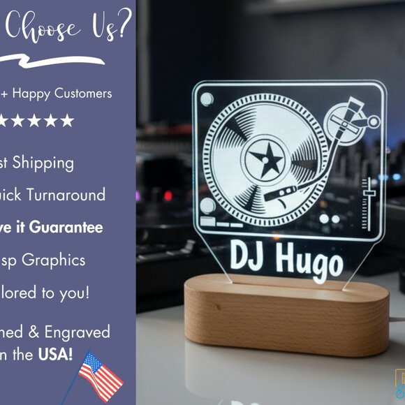 DJ Night Light – Personalized LED Lamp for Music Room - Picture 4 of 8